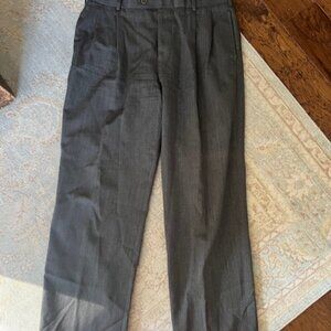 Brooks Brothers 1818 Madison Solid Dark Gray Pleated Wool Dress Pants 34 x 30